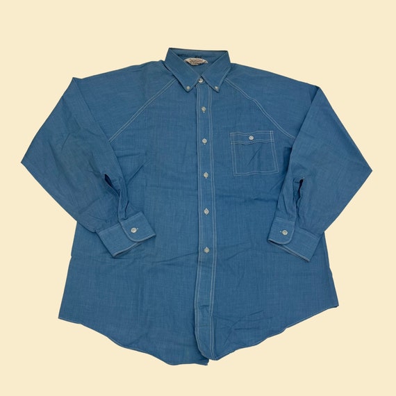 1970s Jayshire western shirt, vintage men's blue … - image 1