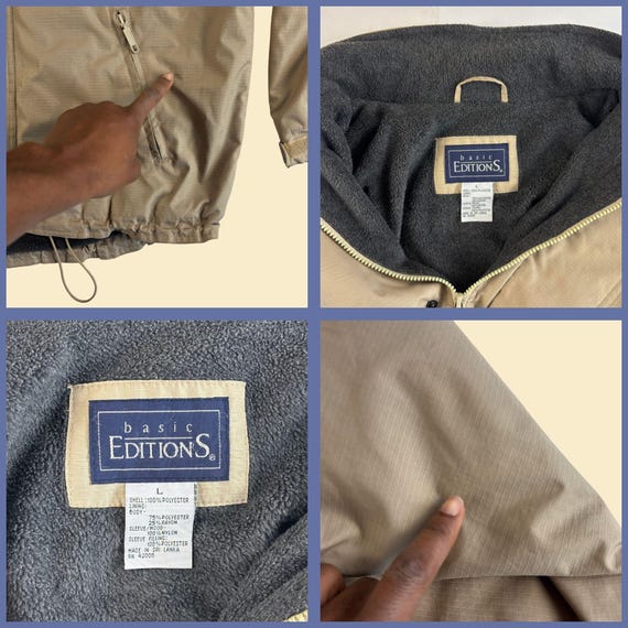 1990s fleece lined jacket, size L Basic Editions … - image 4