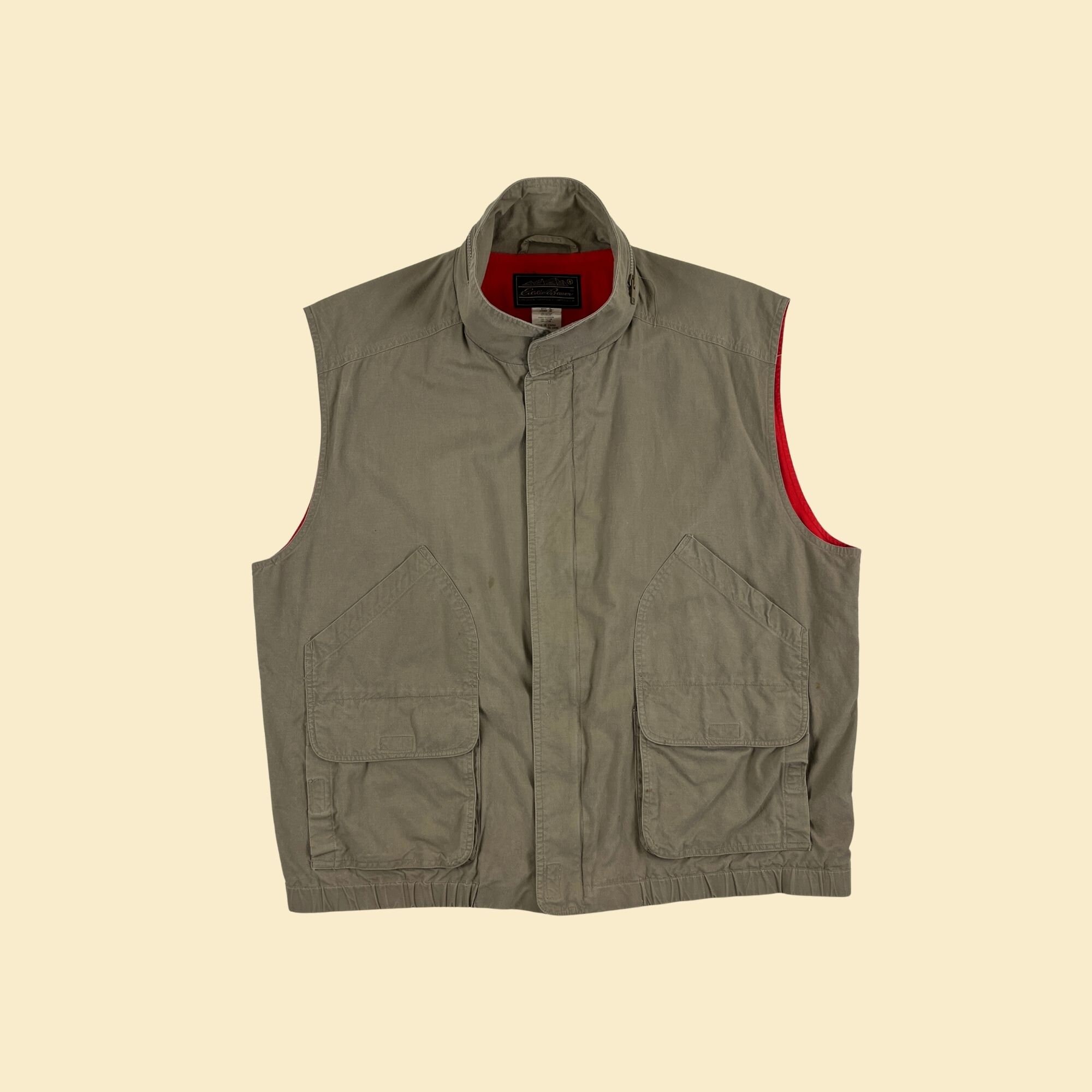 古着　Eddie bauer vest 90s 1990s XL Eddie Bauer Vest, Vintage 90s Cotton Outdoors Zip up