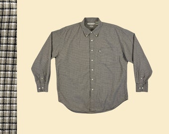 90s M Beige Faux-suede Men's Button Down Shirt by Van Heusen 90s M Beige Faux-suede Men's Button Down Shirt by Van Heusen