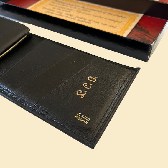 1970s black leather wallet, vintage men's bifold … - image 6