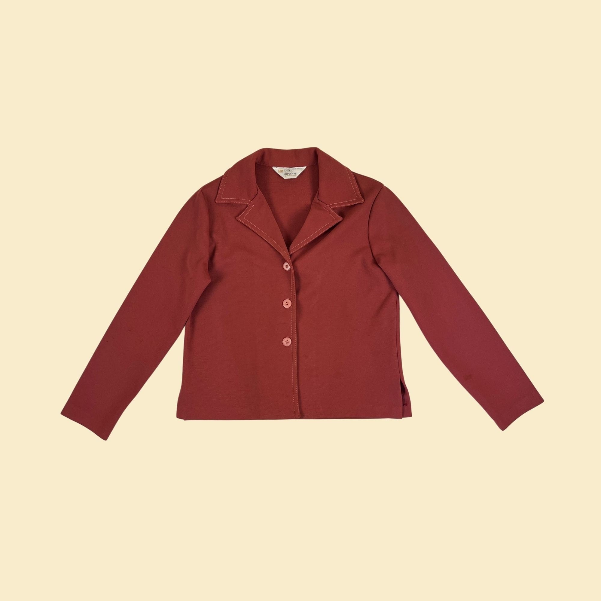 1970s Red/pink Jcpenney Blazer Jacket, Vintage 70s Size 12 Women's