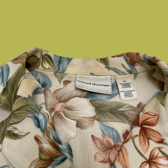 90s floral vintage button down blouse, size 14 be… - image 4