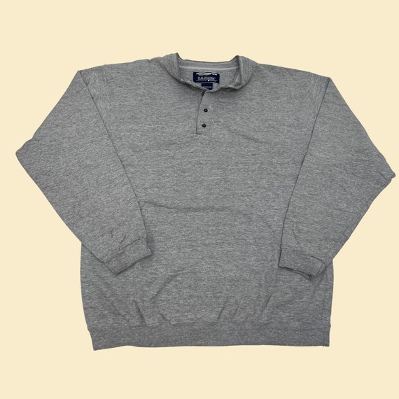 80s L.L. Bean X Russell Gray Henley Shirt Vintage 1980s Men s Thick Cotton Shirt Vintage Men s Crewneck Sweatshirt Style Top Etsy UK