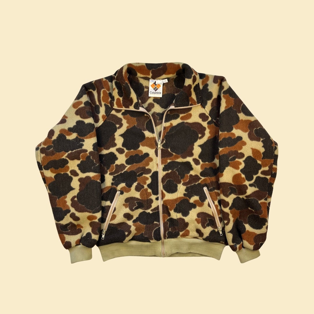 1980s Camo Columbia Sportswear Fleece Jacket Size L Vintage 80s Men s Camouflage Jacket Etsy UK