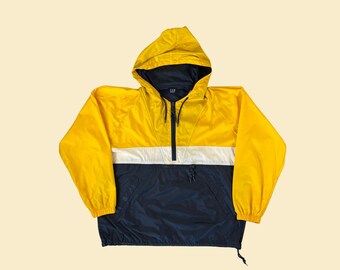 Vintage 90s GAP Windbreaker, Size L 1990s Color Block Yellow Vintage 90s GAP Windbreaker, Size L 1990s Color Block Yellow