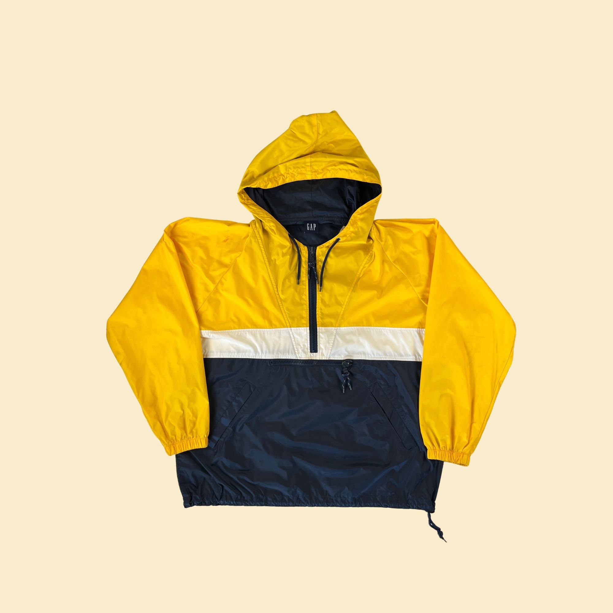 Vintage 90s GAP Windbreaker, Size L 1990s Color Block Yellow Vintage 90s GAP Windbreaker, Size L 1990s Color Block Yellow