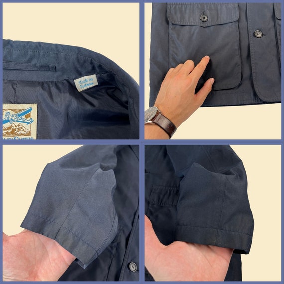 90s dark blue safari jacket, vintage size M 1990s… - image 4