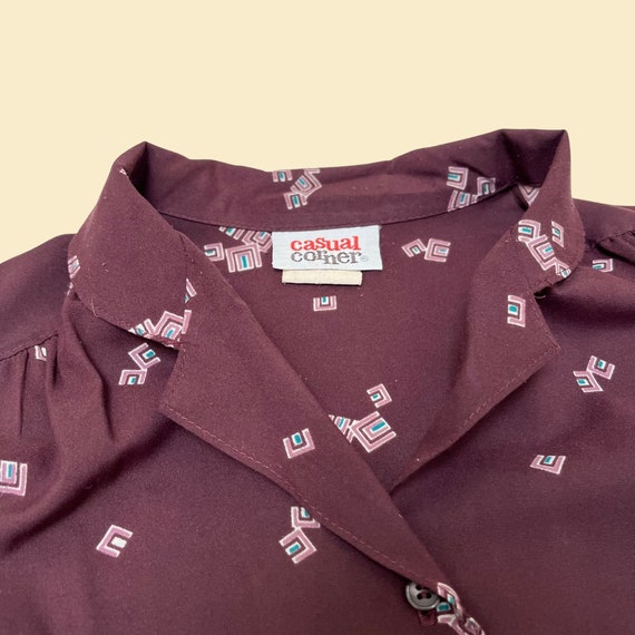 80s shirt with purple geometric pattern, vintage … - image 5