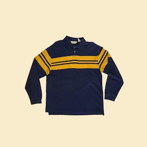 2000s Eddie Bauer Polo Shirt, Size L Vintage Y2K Blue & Yellow 