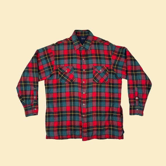 80er Jahre Quilt-gefütterte karierte Flanell Jacke, Größe L