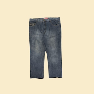 Y2K Attitude 46x33 Denim Hose, Vintage 2000s Herren Darkwashed Jeans mit geradem Bein