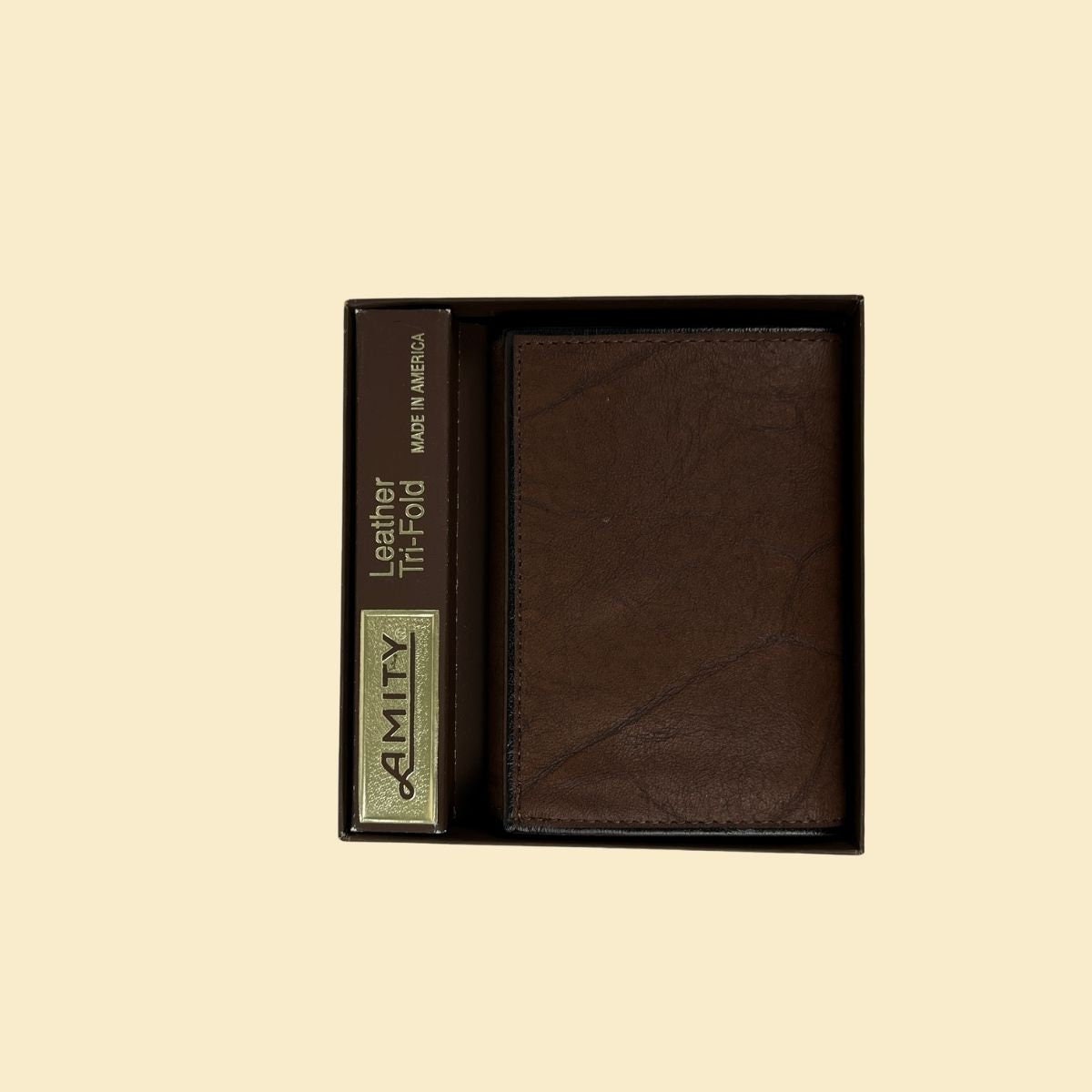 Vintage 1980s Brown Wallet, Men's 80s Leather Trifold Wallet