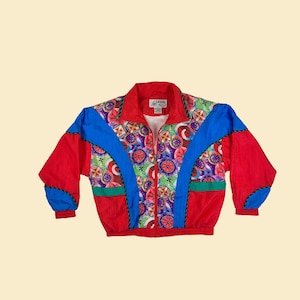 1980s/1990s Vintage Color Blocked, Quilted Patterned Casual 1980s/1990s Vintage Color Blocked, Quilted Patterned Casual
