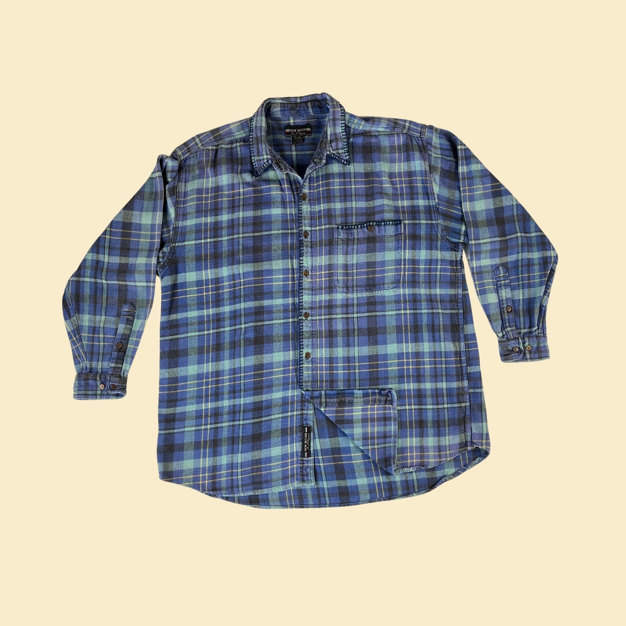 90s XL Men's Flannel by New River for J. Rigging, Vintage 90s XL Men's Flannel by New River for J. Rigging, Vintage