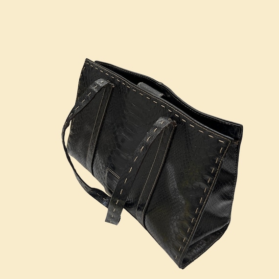 Y2K Liz Claiborne Black Shoulder Bag, Early 2000s Big Faux Leather