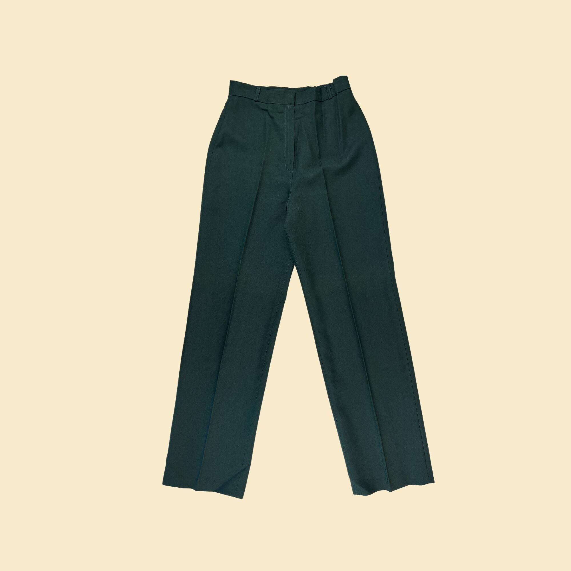 1970s Emerald Green Pants by Bobbie Brooks, Vintage Size 13