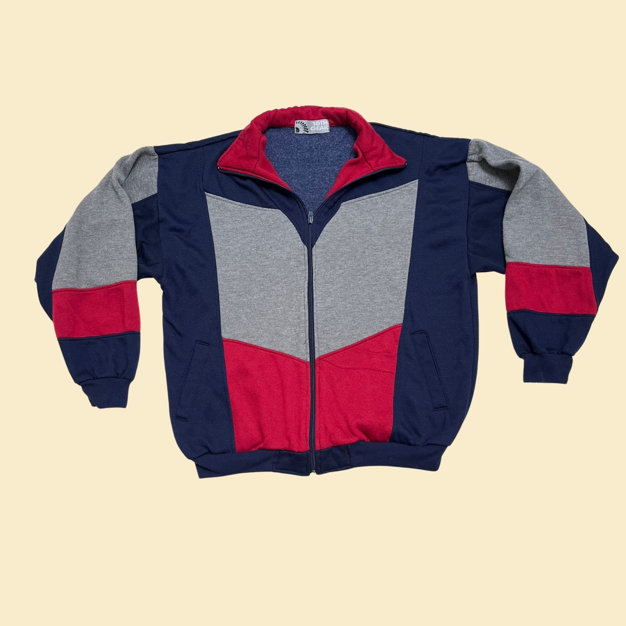 90s Jacket With Color Block Pattern by 10th Gear, Vintage 1990s Red Grey and Blue Zip up Fleece - Etsy 90s Jacket With Color Block Pattern by 10th Gear, Vintage 1990s Red Grey and Blue Zip up Fleece - Etsy