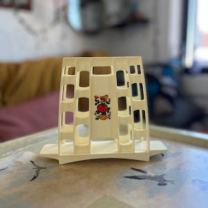 60er Jahre Serviettenhalter aus Kunststoff mit Pilzmuster, 1960s Vintage Küchendeko