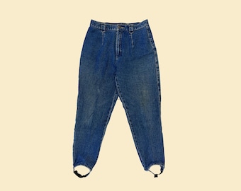 Vintage 90er LizWear Größe 12 zierliche Denim Steg Hose, 1990er Jahre schmal zulaufende Medium Wash Damen Jeans
