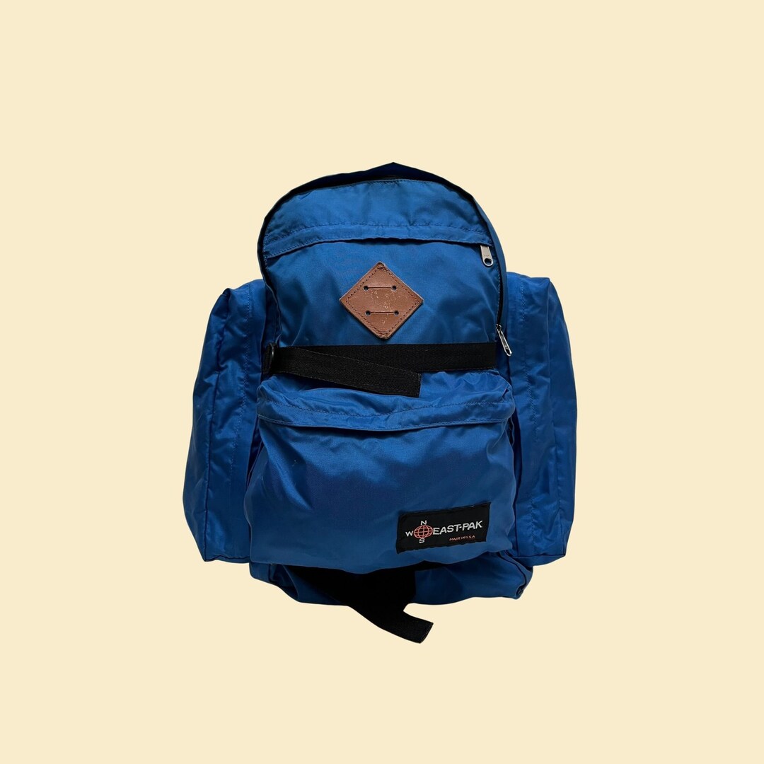 90s Eastpak Backpack Vintage Blue and Brown Backpack 1990s Etsy