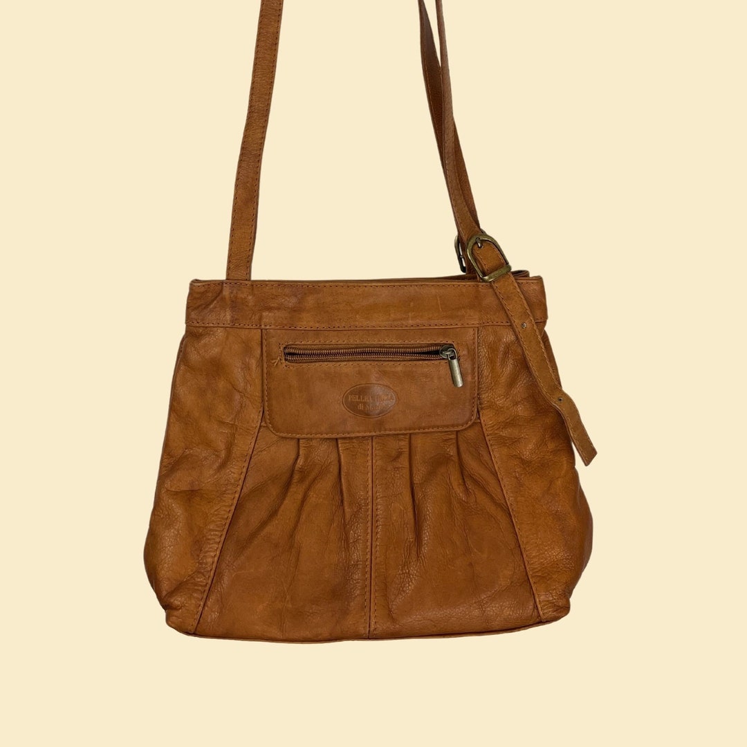 Vintage 90s French Leather Shoulder Bag
