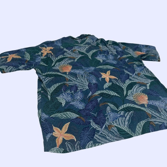 Vintage 90s shirt, size XL tropical blue men's ca… - image 8
