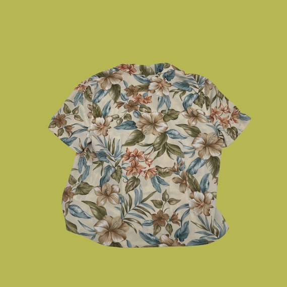 90s floral vintage button down blouse, size 14 be… - image 2