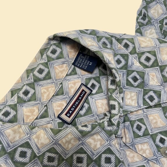 90s geometric shirt by Eastiland, men's short sle… - image 9