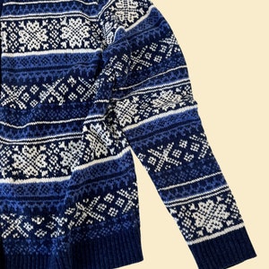 Pull cardigan bleu des années 90, pull acrylique en tricot boutonné taille L par Classic Elements image 5