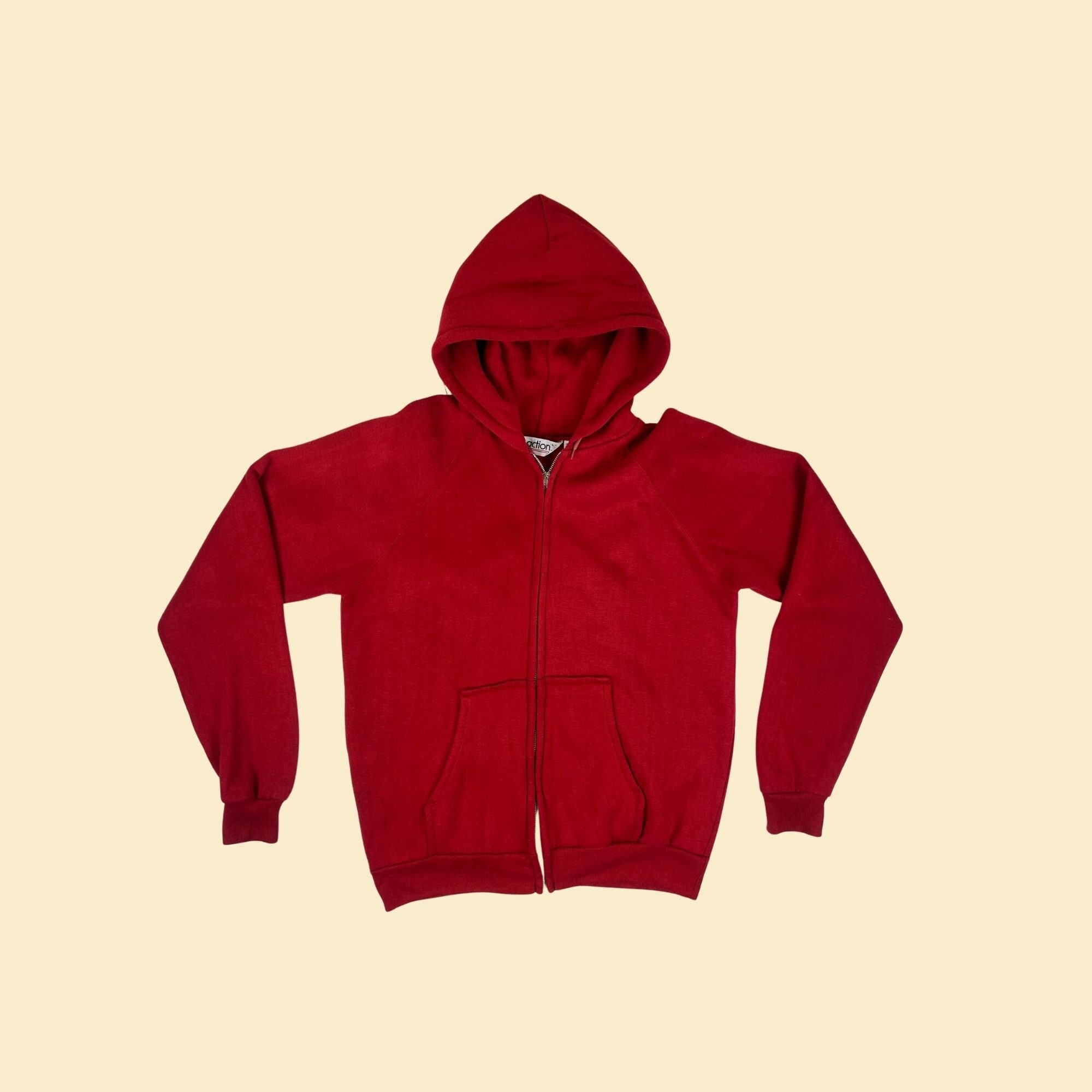 Vintage 70s/80s L Red Hoodie by Action, Vintage 1970s Vintage 70s/80s L Red Hoodie by Action, Vintage 1970s