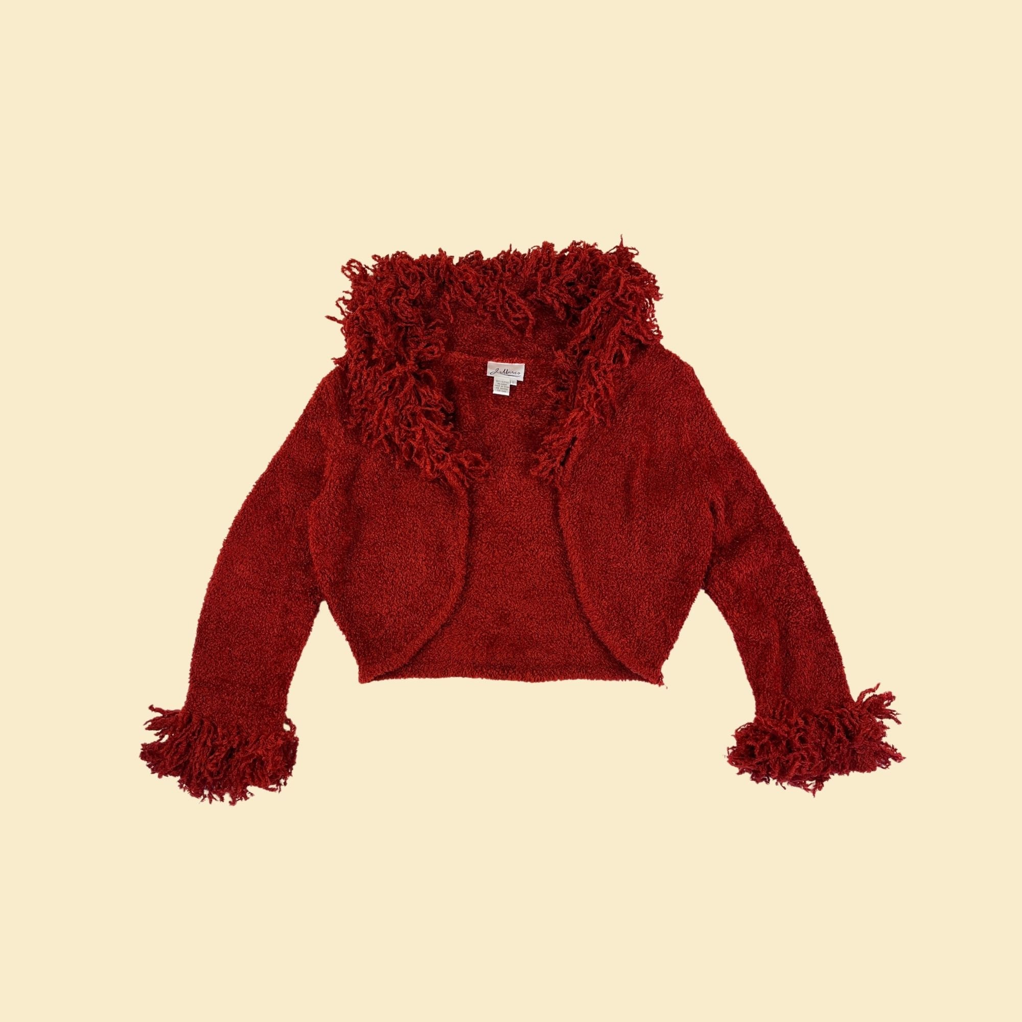 Y2K Cropped L Cardigan by J. Marco, Vintage 2000s Solid Red