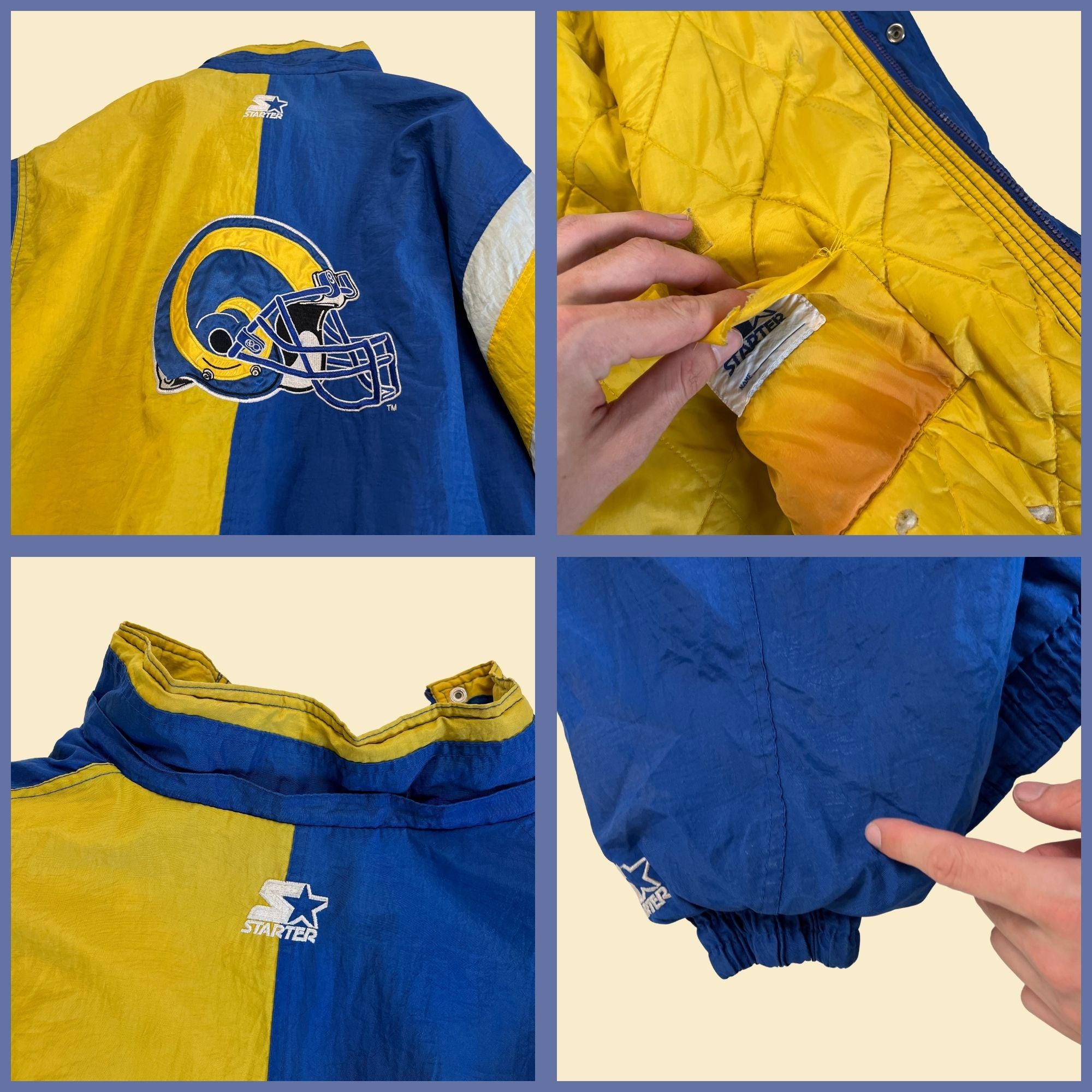 90s LA Rams Starter Proline Jacket XL, Vintage Zip up Los