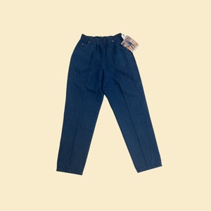 NOS 90s women&#39;s jeans by Chic Casuals in size 12, vintage high rise straight leg denim pants with elastic waist, 1990s high waisted pants