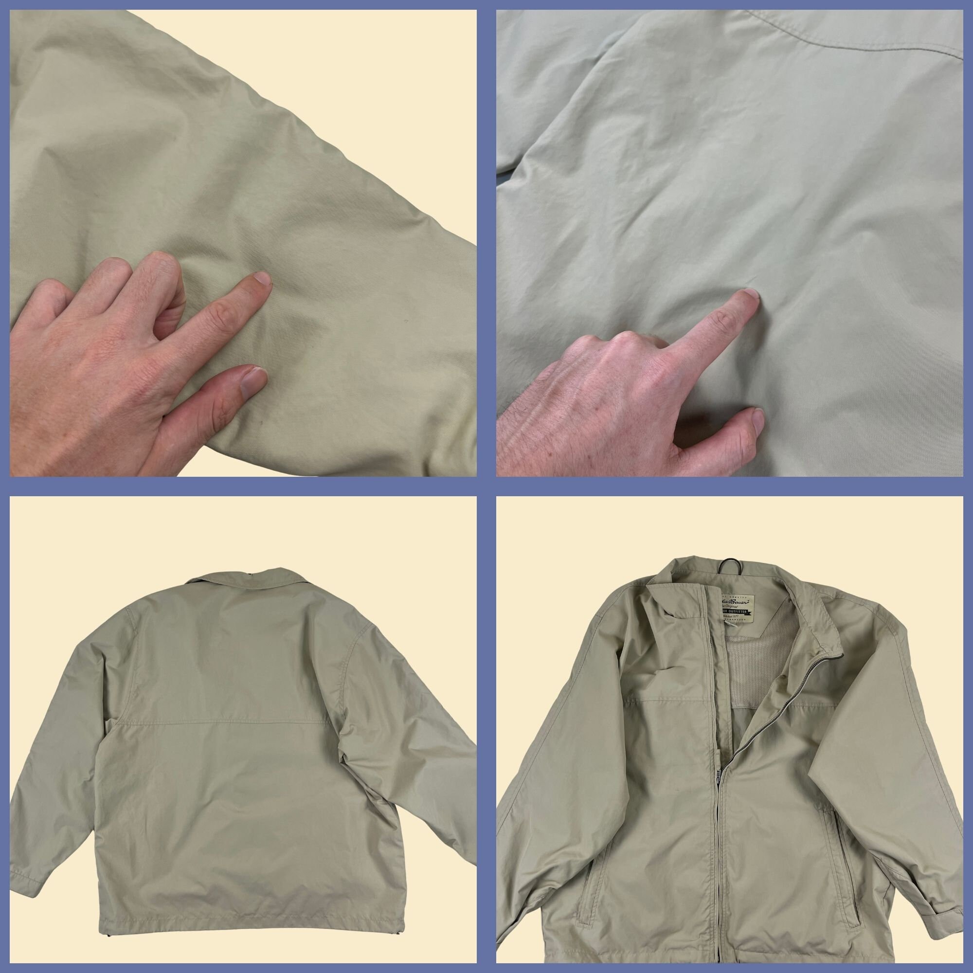 Y2K Eddie Bauer L Windbreaker, Vintage 2000s Beige Zip up Y2K Eddie Bauer L Windbreaker, Vintage 2000s Beige Zip up