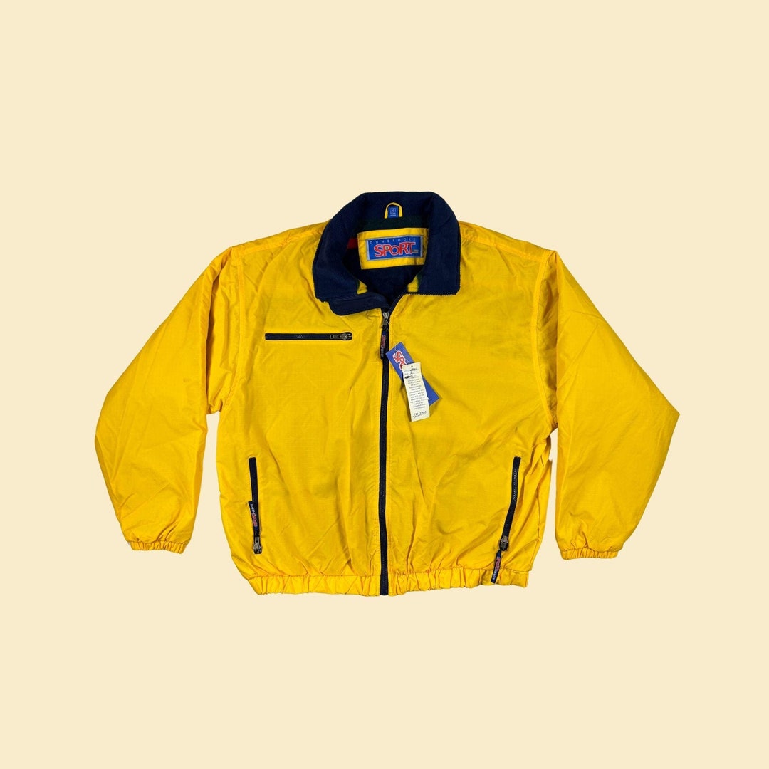 90s XL Dunbrooke Sport Jacket, Vintage Fleece Lined Yellow
