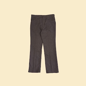 70s/80s Wrangler 36x32 men&#39;s slacks, vintage USA-made brown straight leg polyester men&#39;s pants