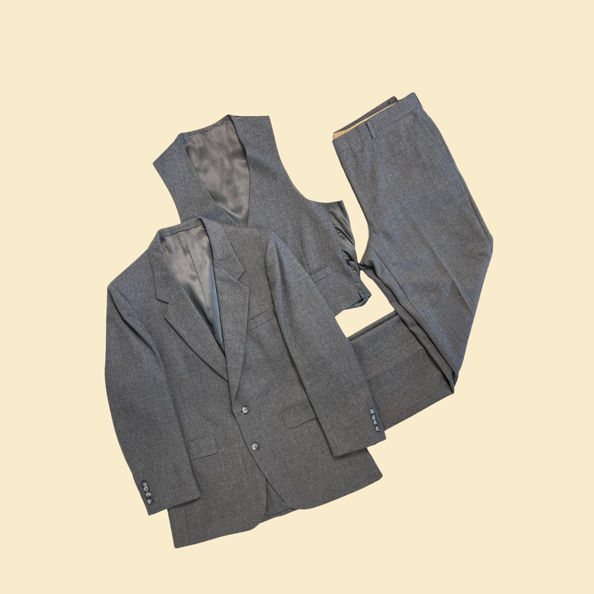 スーツ 90s vintage Double Grey Set up Suit Buy Vintage 90s Wool Grey Pant Suit, Minimalist Two Piece