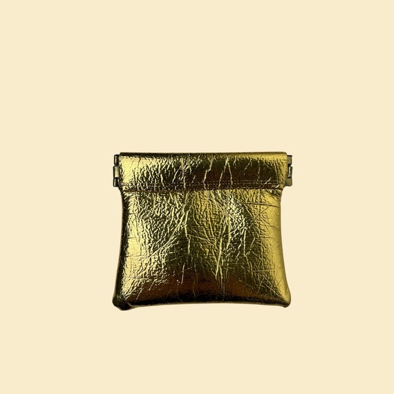 70s gold-toned coin pouch w/ key ring, vintage 19… - image 3