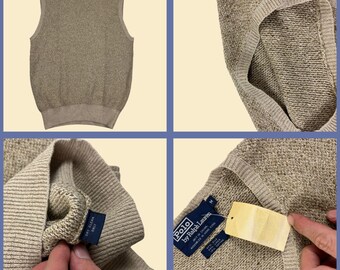 90s Polo by Ralph Lauren Sweater Vest, Vintage Beige Silk