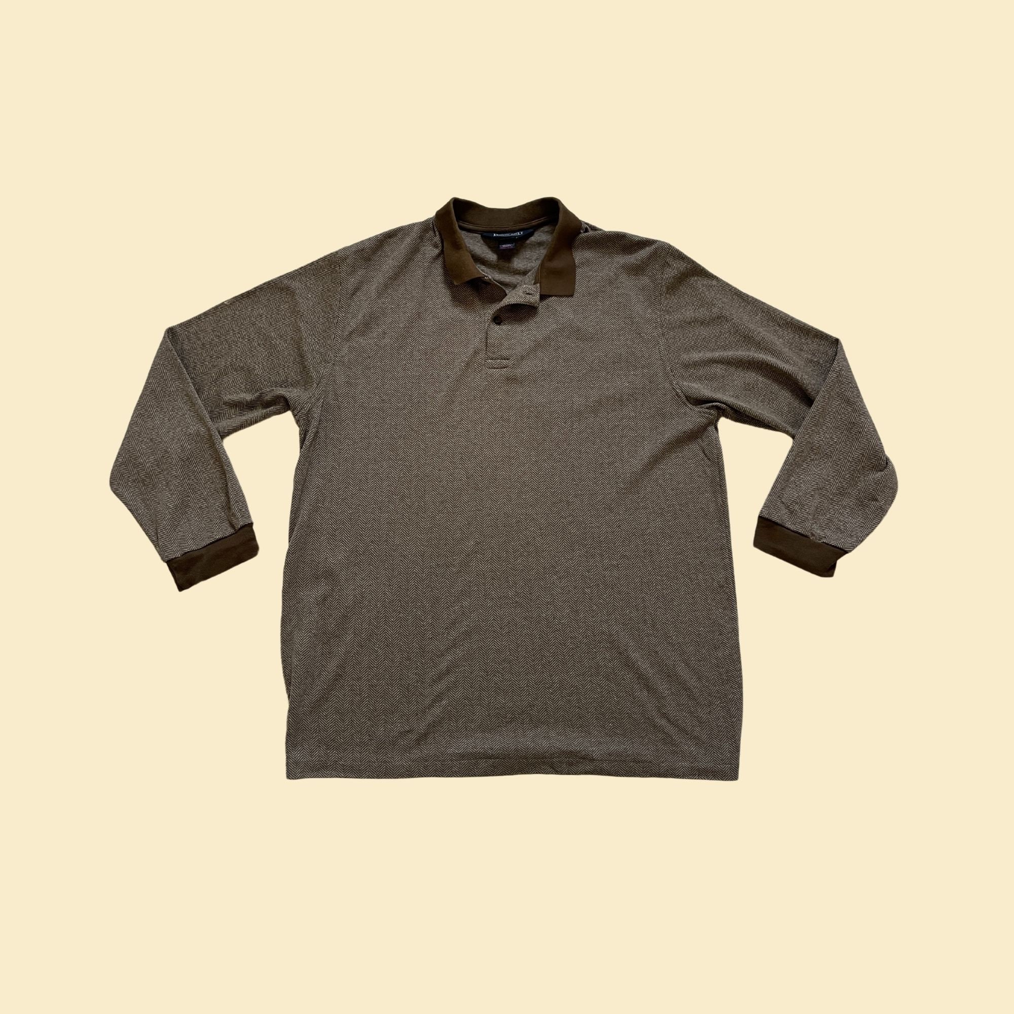 ★LORES★ Herringbone Collar Pullover Brown Herringbone Polo-Collar Sweater