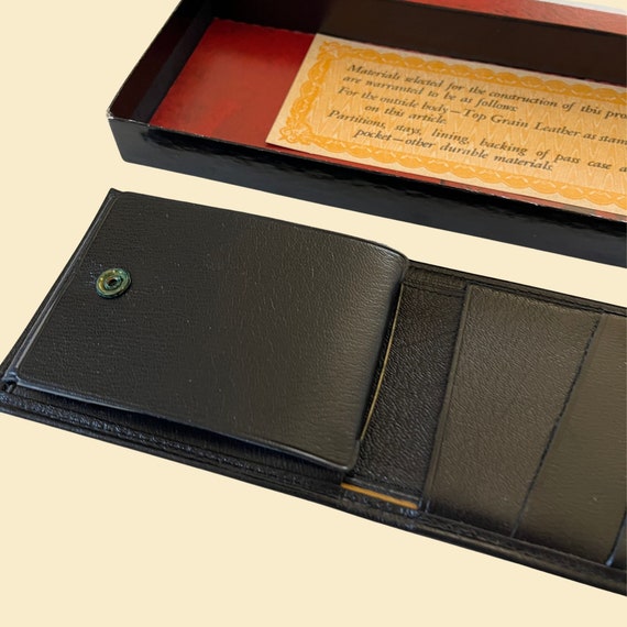 1970s black leather wallet, vintage men's bifold … - image 5