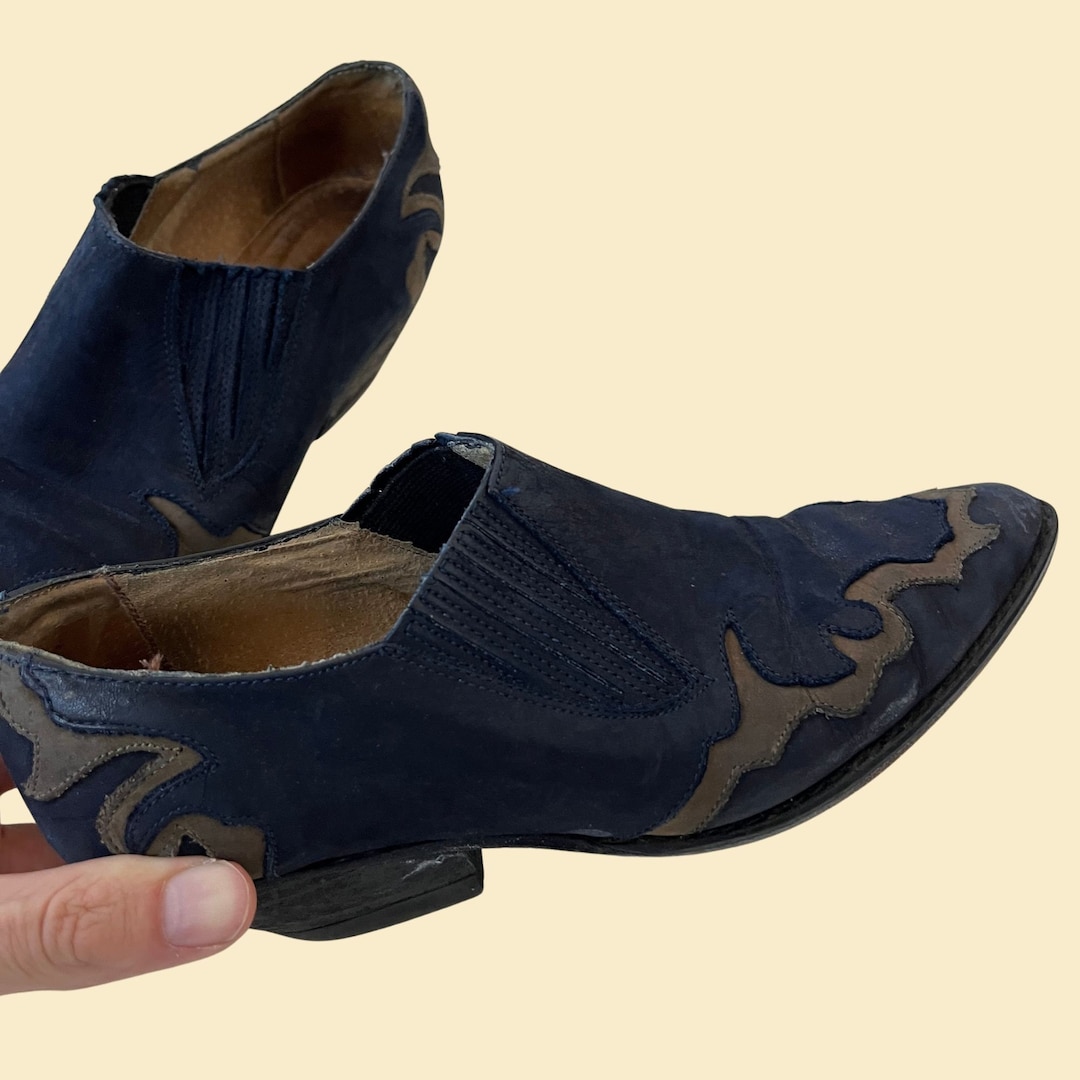 90s Guess Size 6 Ankle Boots Guess by Georges Marciano Vintage Blue and Black Suede Ankle Booties Shoes Etsy Canada