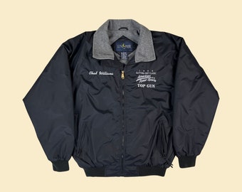 1999 black fleece lined jacket, size L men zip up with Daytona Dirt Classic embroidery, vintage men's jacket