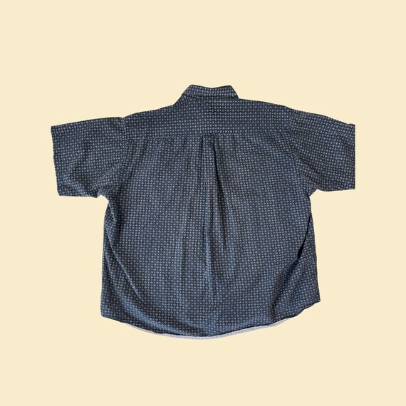 90s geometric shirt, casual 2XL vintage men's blu… - image 7