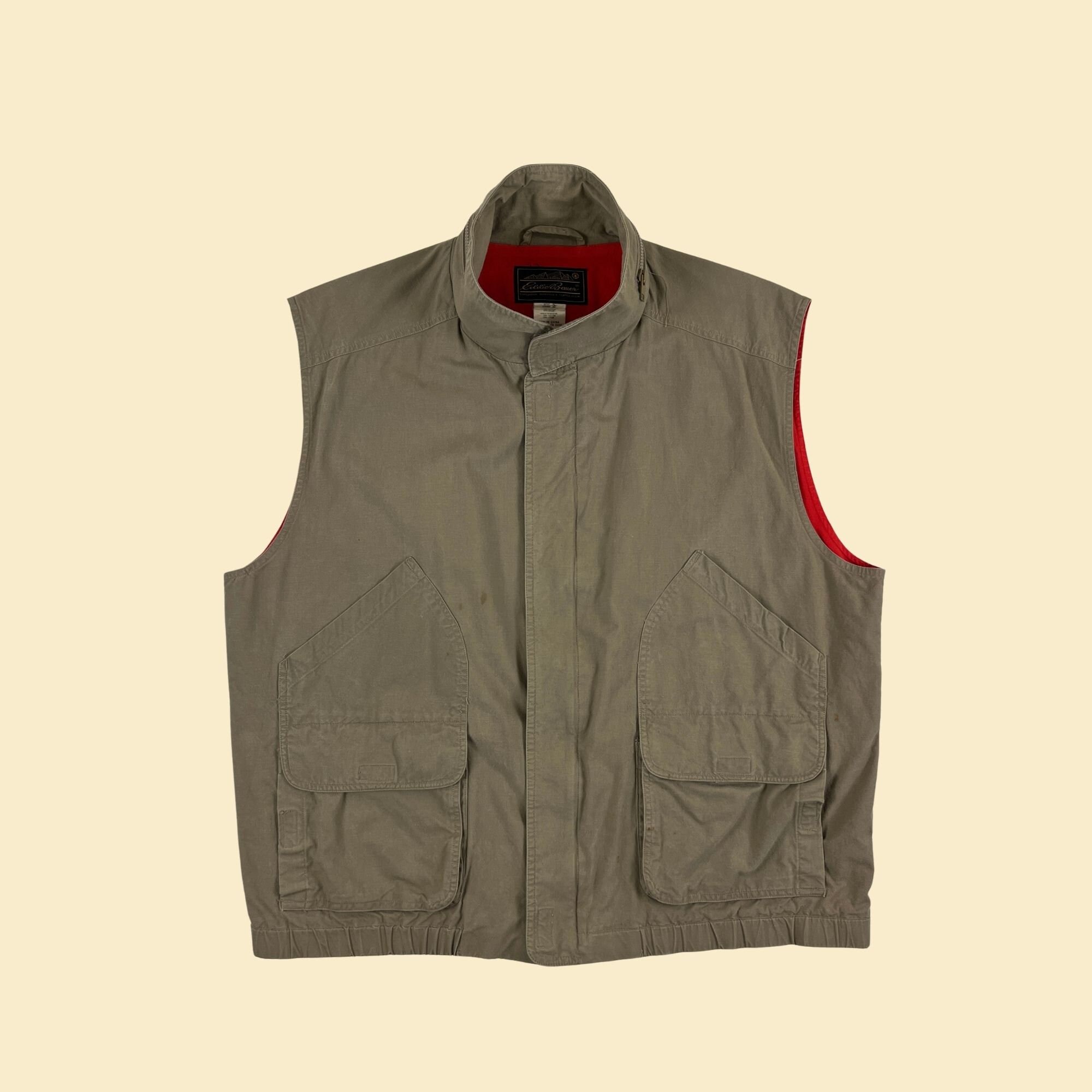 1990s XL Eddie Bauer Vest, Vintage 90s Cotton Outdoors Zip 1990s XL Eddie Bauer Vest, Vintage 90s Cotton Outdoors Zip