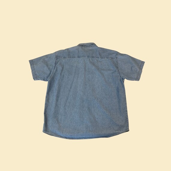 90s chambray teacher's shirt, size XL denim short… - image 7