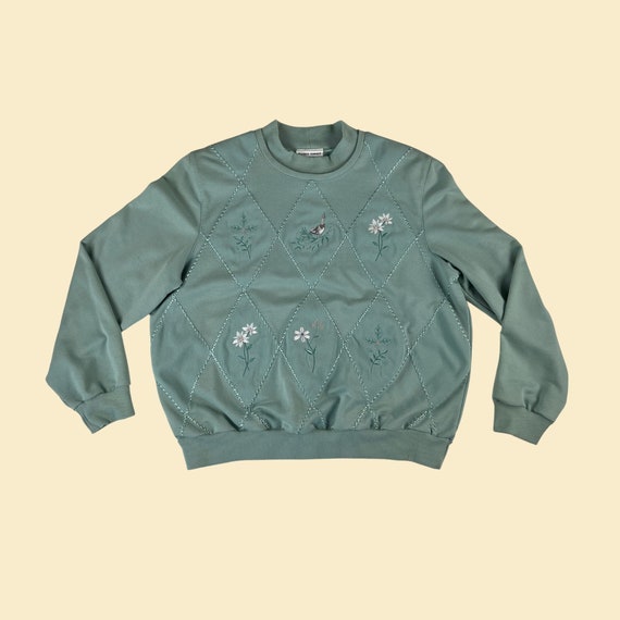 90s green embroidered crewneck by Alfred Dunner, … - image 1