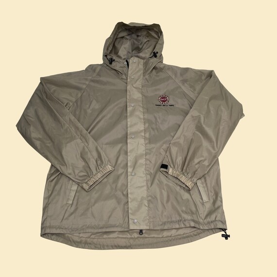 1990s large beige windbreaker with embroidered lo… - image 2