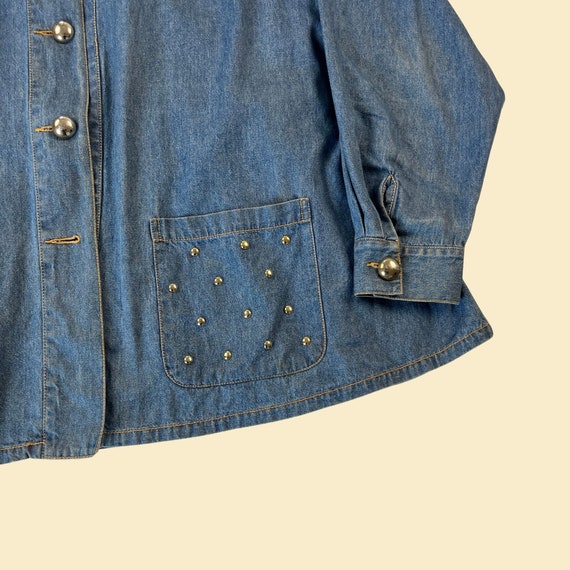 80s Caché denim / chambray button down shirt, siz… - image 4